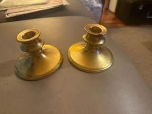 1940s Pickard China 22k Handpainted Gold Candle Holders Floral Pair #5884